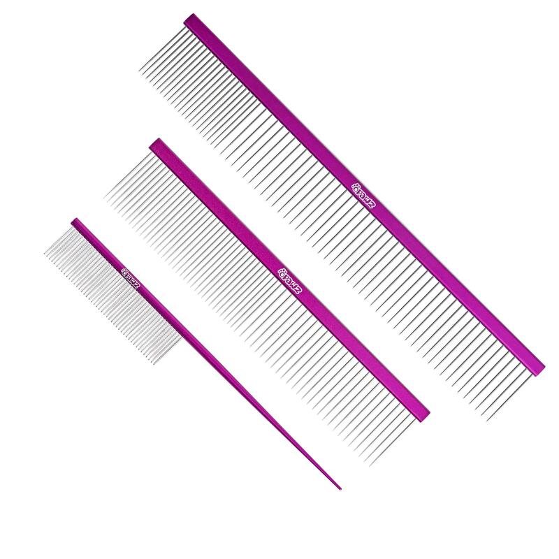 Kit of  3 Opawz Professional anti-static stainless steel comb 