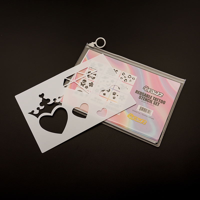 12 Opawz reusable plastic Tattoo Stencil  for Creative grooming